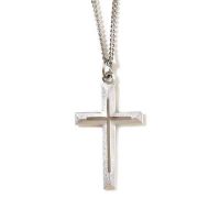 Necklace Silver Plated Cross Overlay 20 Inch
