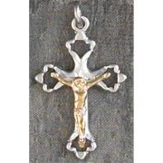 Necklace Silver Plated Crucifix 2tone Cross 18 Inch