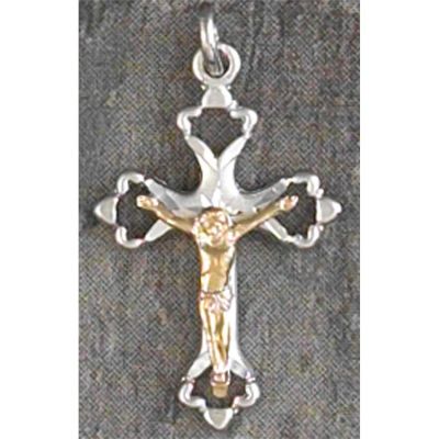 Necklace Silver Plated Crucifix 2tone Cross 18 Inch - 714611136620 - 36-8123P