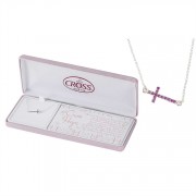 Necklace Silver Plated CZ Cross Of Hope Cross 18 Inch Chain