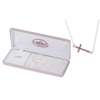 Necklace Silver Plated CZ Cross Of Hope Cross 18 Inch Chain - 714611185369 - 73-4737P
