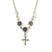 Necklace Silver Plated Daisy Heart/Cross
