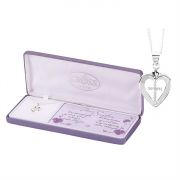 Necklace Silver Plated Dear Sister Heart w/CZ Cross 18 Inch Chain