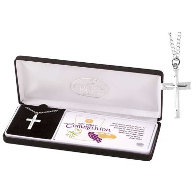 Necklace Silver Plated Double Box 1in. Cross w/18 Inch Chain - 603799096041 - 73-7606P