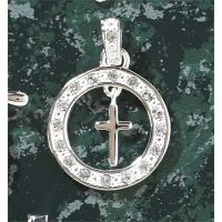 Necklace Silver Plated Eternity Circle/Cross 18 Inch Chain