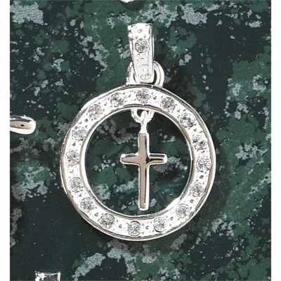 Necklace Silver Plated Eternity Circle/Cross 18 Inch Chain - 714611138532 - 73-2416P