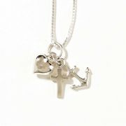 Necklace Silver Plated Faith/Hope/Charity, 18 Inch Chain