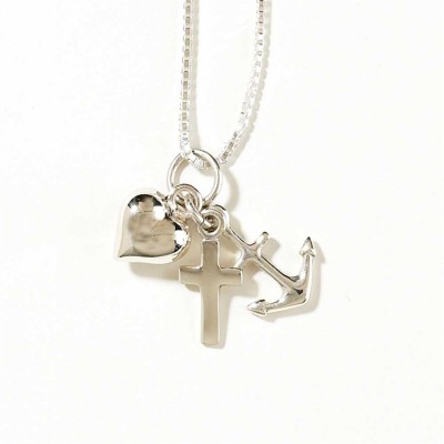 Necklace Silver Plated Faith/Hope/Charity, 18 Inch Chain - 714611137542 - 73-1193P
