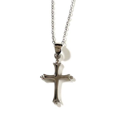 Necklace Silver Plated Fleuree Cross, 18 Inch Chain - 714611137610 - 73-1445P
