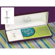 Necklace Silver Plated God's Girls Cross/Stone 16 Inch