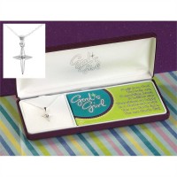 Necklace Silver Plated God's Girls Cross/Stone 16 Inch