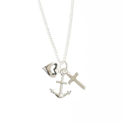 Necklace Silver Plated Heart/Anchor/Cross, 18 Inch Pack of 2 - 714611180395 - 73-4061P