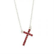 Necklace Silver Plated January Cubic Zirconia Cross 18 Inch +1 Inch