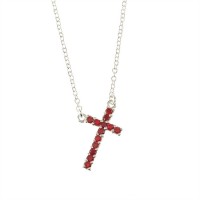 Necklace Silver Plated January Cubic Zirconia Cross 18 Inch +1 Inch Necklace Silver Plated January Cubic Zirconia Cross 18 Inch +1 Inch