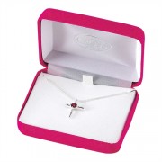 Necklace Silver Plated January Garnet CZ Birthday Cross 18 Inch Chain