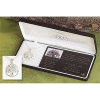 Necklace Silver Plated Jesus, Tree of Life 18 Inch Chain