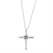 Necklace Silver Plated Large CZ Cross 18 Inch Chain (Pack of 2)
