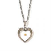 Necklace Silver Plated Large Heart/Mustard Seed 18 Inch Chain
