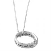 Necklace Silver Plated Matthew 7:7-8, Inspiring-18 Inch Chain