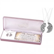 Necklace Silver Plated Mizpah Coin 18 Inch + 24 Inch Chain