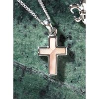 Necklace Silver Plated Mother of Pearl Box Cross Bale 18 Inch Chain