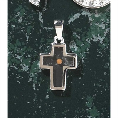 Necklace Silver Plated Mustard Seed Cross /18 Inch Chain - 714611138556 - 73-2418P