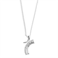 Necklace Silver Plated My Journey CZ Cross 18" Chain