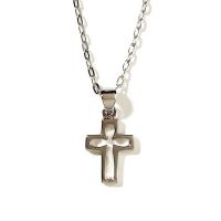 Necklace Silver Plated Open Box Cross, 18 Inch Chain