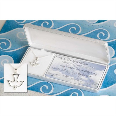 Necklace Silver Plated Open Descending Dove w/18 Inch Chain - 714611151876 - 73-2584P