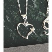 Necklace Silver Plated Open Heart/Cross 18 Inch Chain