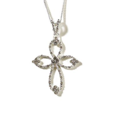 Necklace Silver Plated Open Petal Cross /18 Inch Chain - 714611138013 - 73-1761P
