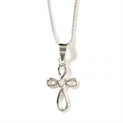 Necklace Silver Plated Open Round Cross 18 Inch