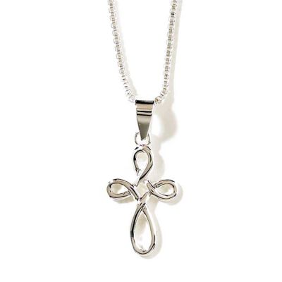 Necklace Silver Plated Open Round Cross 18 Inch - 714611137719 - 73-1524P