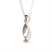 Necklace Silver Plated Open Thin Fish , 18 Inch Dbx Chain
