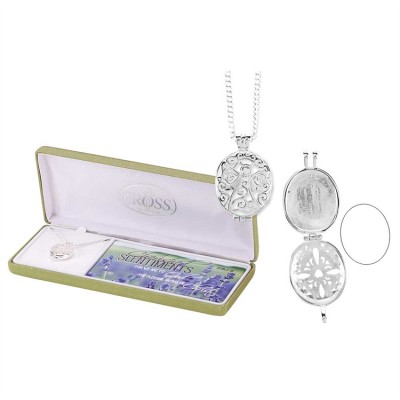 Necklace Silver Plated Oval With Cutout Angel 24 Inch Chain - 603799095594 - 73-7588P