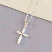 Necklace Silver Plated Petal Cross 16 Inch Chain Pack of 2