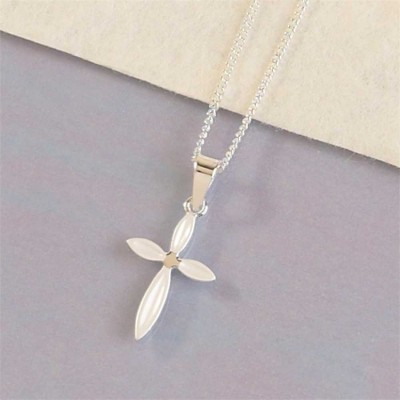 Necklace Silver Plated Petal Cross 16 Inch Chain Pack of 2 - 714611173892 - 35-5843