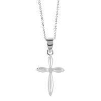 Necklace Silver Plated Petal Cross 16 Inch Chain (Pack of 2)