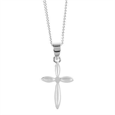 Necklace Silver Plated Petal Cross 16 Inch Chain (Pack of 2) - 603799088664 - 35-6283