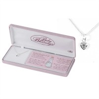 Necklace Silver Plated Puff Heart 13 Inch Cable Chain