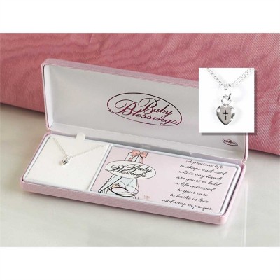 Necklace Silver Plated Puff Heart/Cross 13 Inch Chain - 714611162834 - 73-2653P
