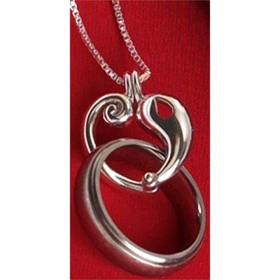 Necklace Silver Plated Ring Holder Reunion Heart 24 Inch - 714611137382 - 73-0452P