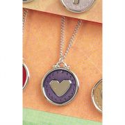Necklace Silver Plated Round/Heart Epoxy 18 Inch (Pack of 2)