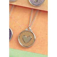 Necklace Silver Plated Round/Heart Topaz Epoxy 18 Inch (Pack of 2)