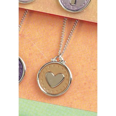 Necklace Silver Plated Round/Heart Topaz Epoxy 18 Inch (Pack of 2) - 714611153429 - 31-7691