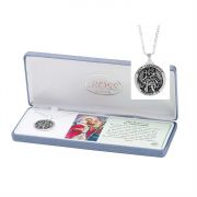 Necklace Silver Plated Saint Chris 1 Inch Medal 24" Chain