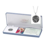 Necklace Silver Plated Saint Chris 1 Inch Medal 24" Chain Necklace Silver Plated Saint Chris 1 Inch Medal 24" Chain
