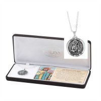 Necklace Silver Plated Saint Jude 1 Inch Medal 24" Chain Necklace Silver Plated Saint Jude 1 Inch Medal 24" Chain