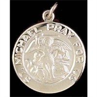 Necklace Silver Plated Saint Michael Silver 18 Inch Chain
