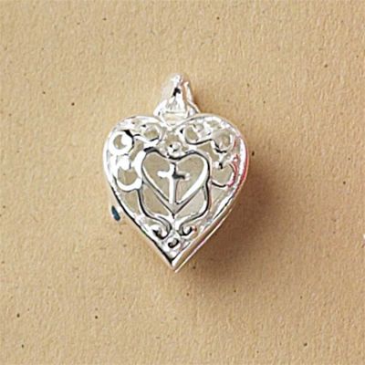 Necklace Silver Plated Scroll Heart Locket 24 Inch Chain - 714611137436 - 73-0517P